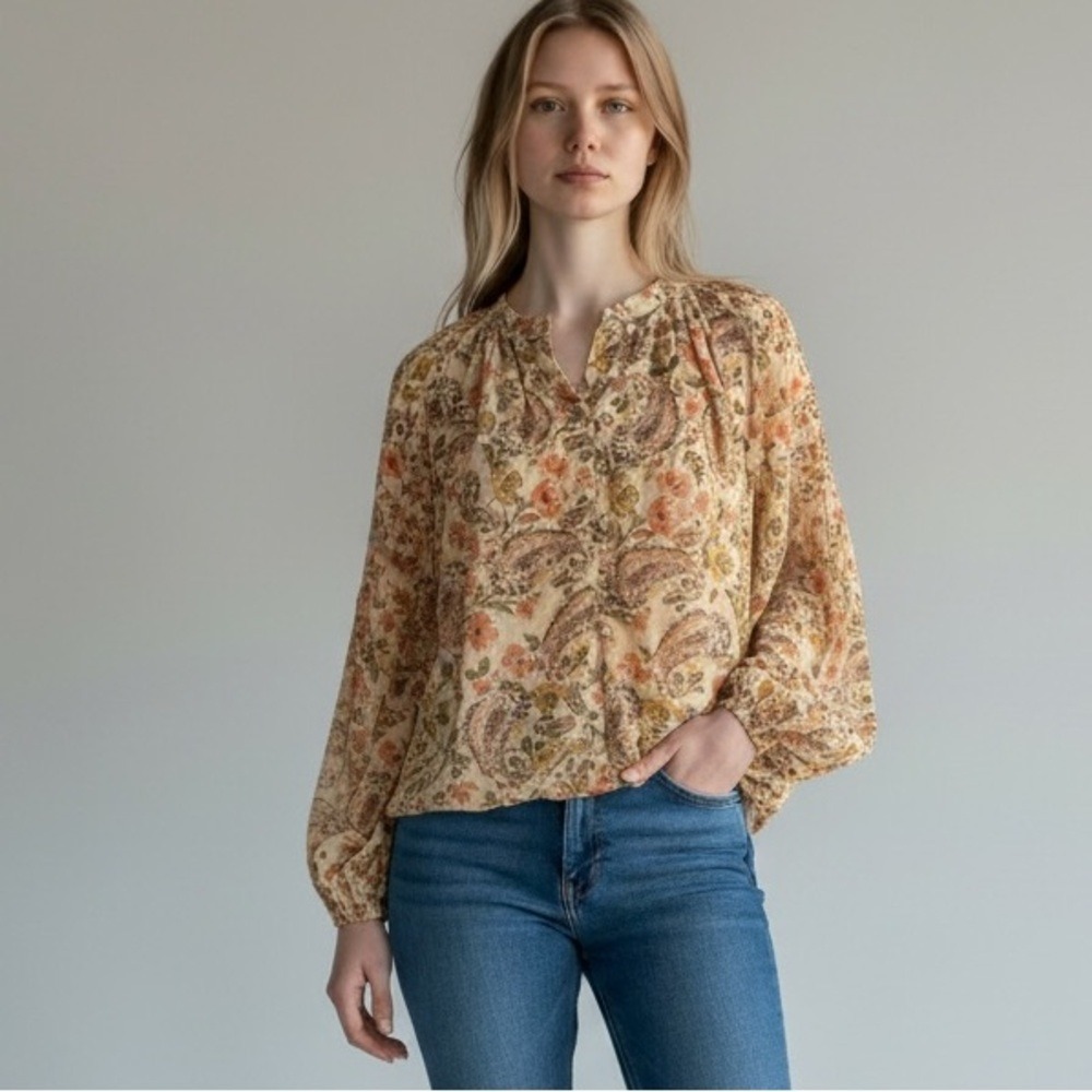Fate Floral Blouse - Cream and Peach S‎